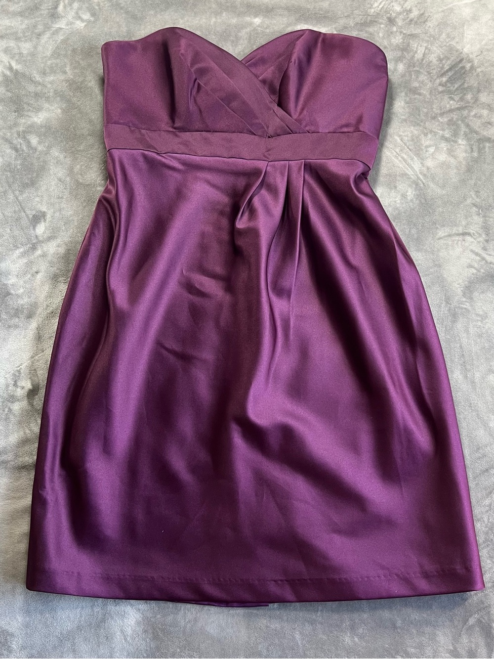 Alfred Angelo Strapless Satin Dress in Plum